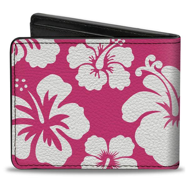 Buckle-Down Bi-Fold Wallet - Hibiscus Neon Pink White