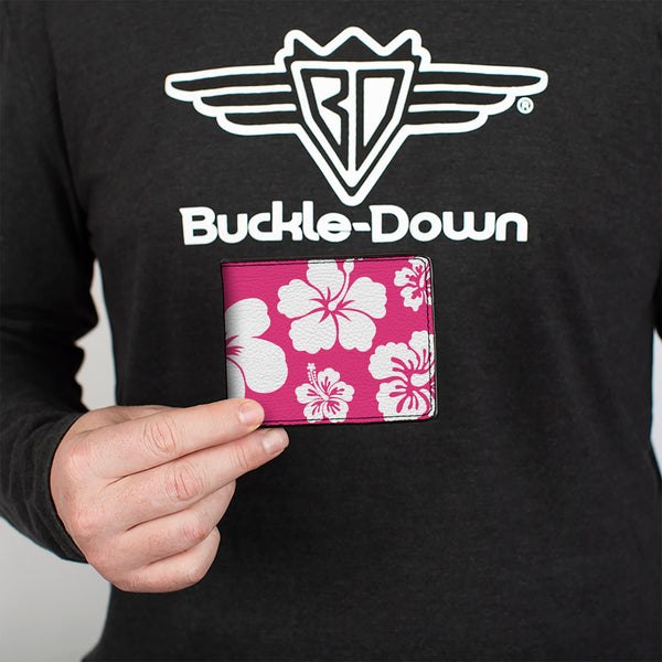 Buckle-Down Bi-Fold Wallet - Hibiscus Neon Pink White