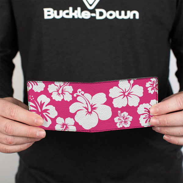 Buckle-Down Bi-Fold Wallet - Hibiscus Neon Pink White