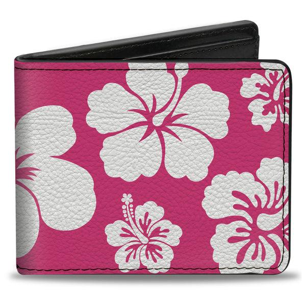 Buckle-Down Bi-Fold Wallet - Hibiscus Neon Pink White