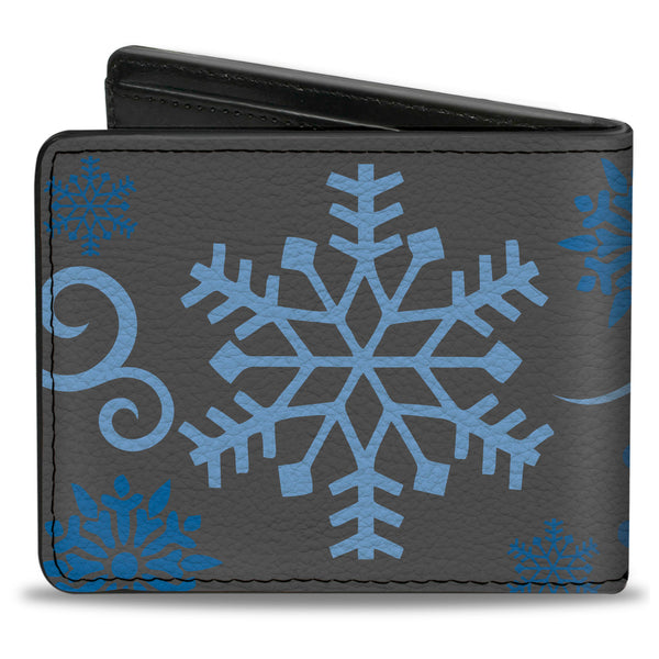 Buckle-Down Bi-Fold Wallet - Holiday Snowflakes Gray Blue
