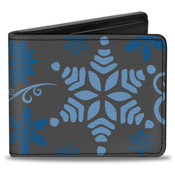 Buckle-Down Bi-Fold Wallet - Holiday Snowflakes Gray Blue