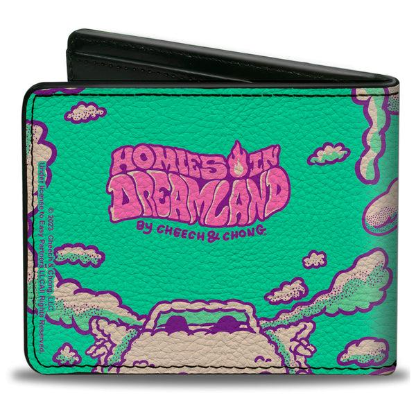 Buckle-Down Bi-Fold Wallet - HOMIES IN DREAMLAND Cheech And Chong Pose With Homies Characters Smoke Clouds Blue