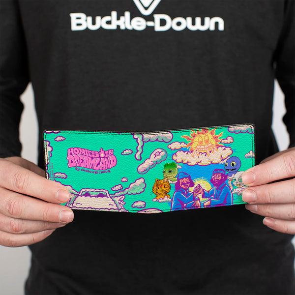 Buckle-Down Bi-Fold Wallet - HOMIES IN DREAMLAND Cheech And Chong Pose With Homies Characters Smoke Clouds Blue
