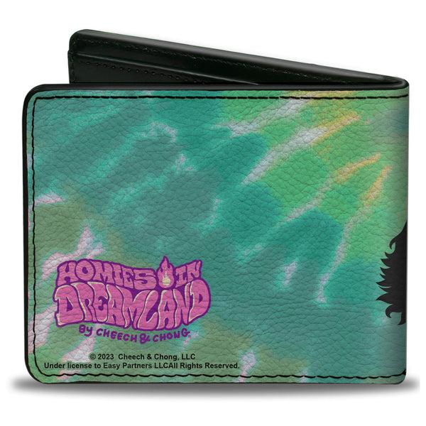 Buckle-Down Bi-Fold Wallet - Homies In Dreamland Cheech And Chong Smoking Pose Tie Dye Blues