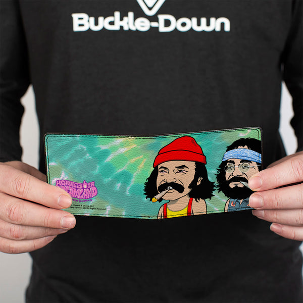 Buckle-Down Bi-Fold Wallet - Homies In Dreamland Cheech And Chong Smoking Pose Tie Dye Blues