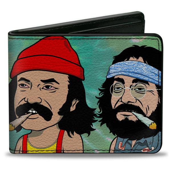 Buckle-Down Bi-Fold Wallet - Homies in Dreamland Cheech and Chong Smoking Pose Tie Dye Blues