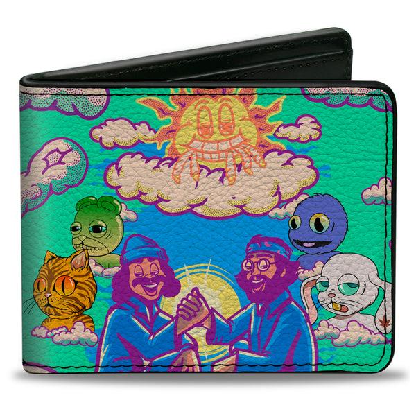 Buckle-Down Bi-Fold Wallet - HOMIES IN DREAMLAND Cheech and Chong Pose with Homies Characters Smoke Clouds Blue