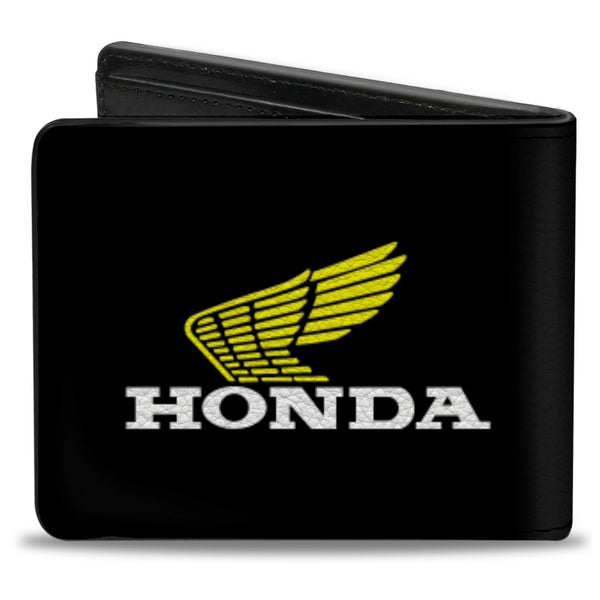 Buckle-Down Bi-Fold Wallet - HONDA Motorcycle Black Yellow White
