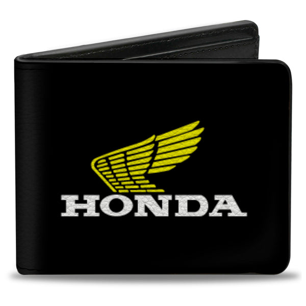 Buckle-Down Bi-Fold Wallet - HONDA Motorcycle Black Yellow White