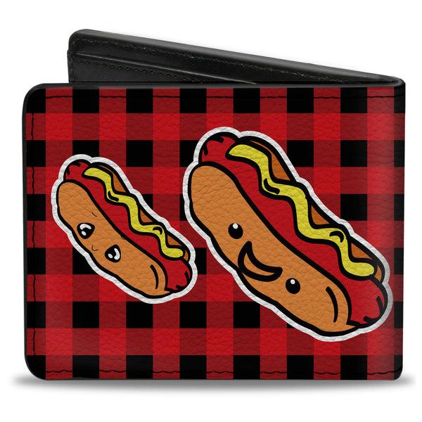 Buckle-Down Bi-Fold Wallet - Hot Dogs Buffalo Plaid Black Red