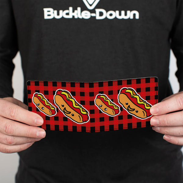 Buckle-Down Bi-Fold Wallet - Hot Dogs Buffalo Plaid Black Red