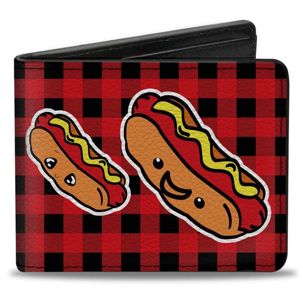 Buckle-Down Bi-Fold Wallet - Hot Dogs Buffalo Plaid Black Red