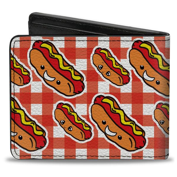 Buckle-Down Bi-Fold Wallet - Hot Dogs Buffalo Plaid White Red