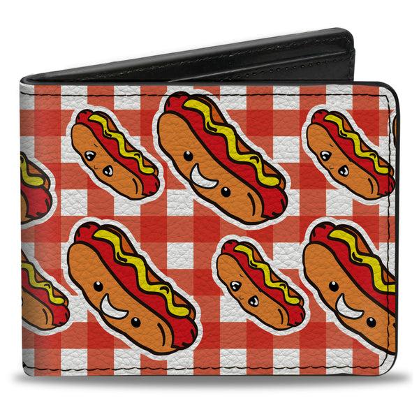 Buckle-Down Bi-Fold Wallet - Hot Dogs Buffalo Plaid White Red