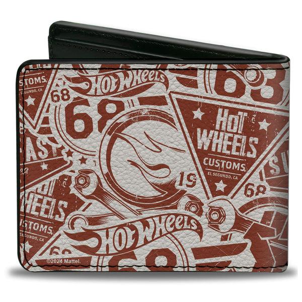 Buckle-Down Bi-Fold Wallet - Hot Wheels 68 Icons Collage Burgundy/White