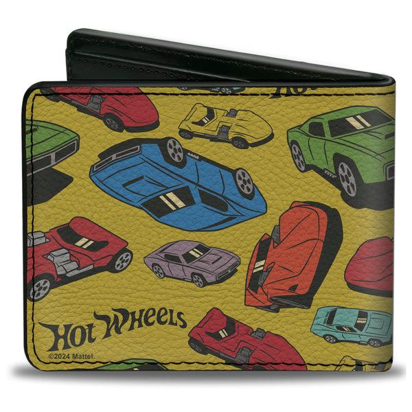 Buckle-Down Bi-Fold Wallet - HOT WHEELS Cars Scattered Yellow/Multi Color