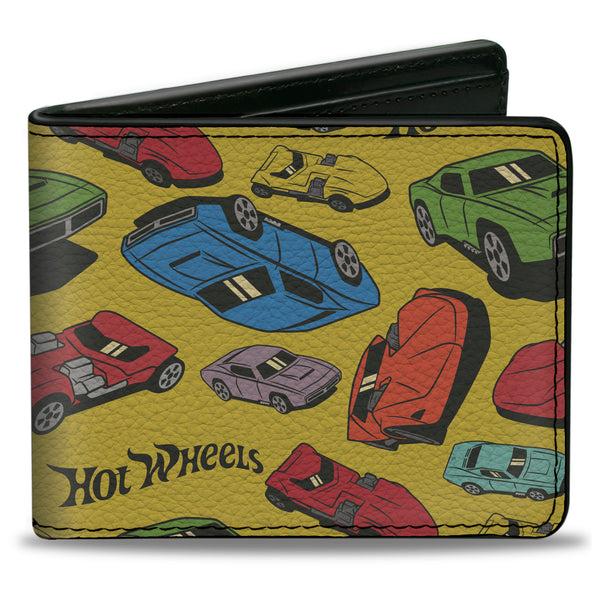 Buckle-Down Bi-Fold Wallet - HOT WHEELS Cars Scattered Yellow/Multi Color