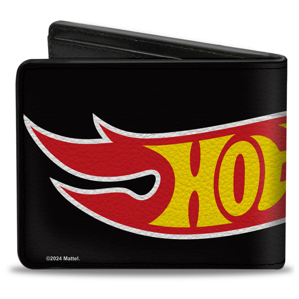 Buckle-Down Bi-Fold Wallet - HOT WHEELS Classic Flame Logo Stretch Black/Red/Yellow