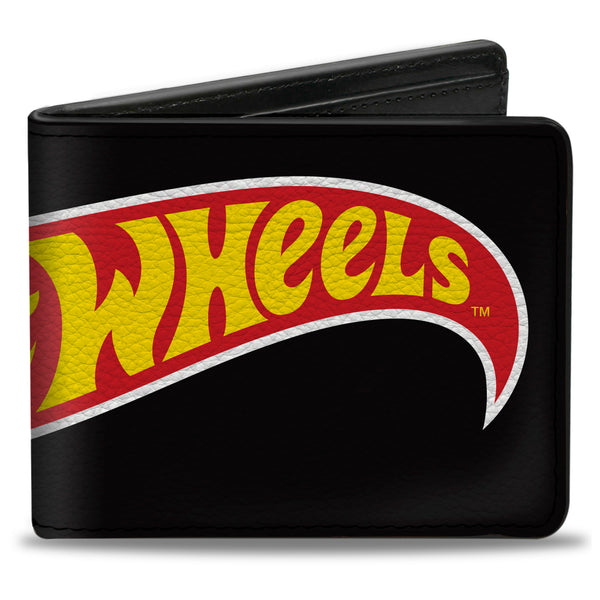 Buckle-Down Bi-Fold Wallet - HOT WHEELS Classic Flame Logo Stretch Black/Red/Yellow