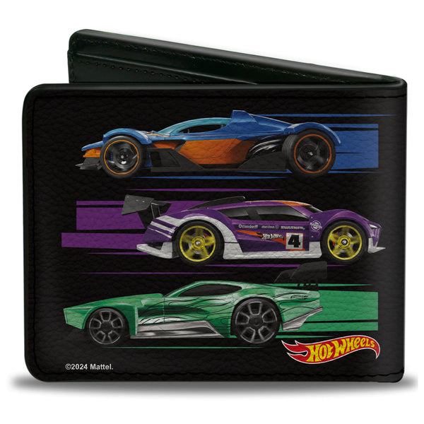 Buckle-Down Bi-Fold Wallet - Hot Wheels Six Sportscar Profiles Black/Multi Color