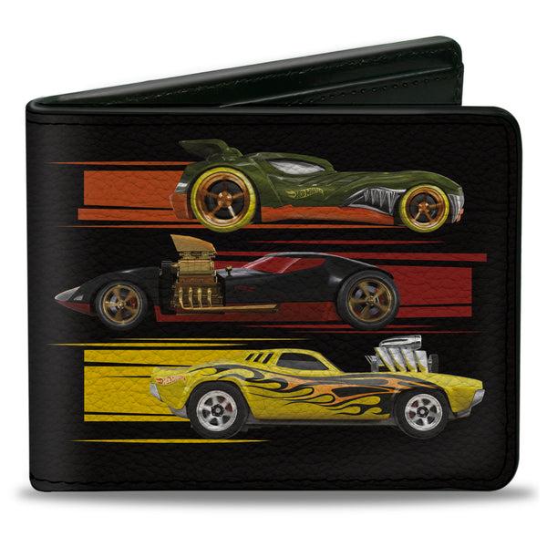 Buckle-Down Bi-Fold Wallet - Hot Wheels Six Sportscar Profiles Black/Multi Color