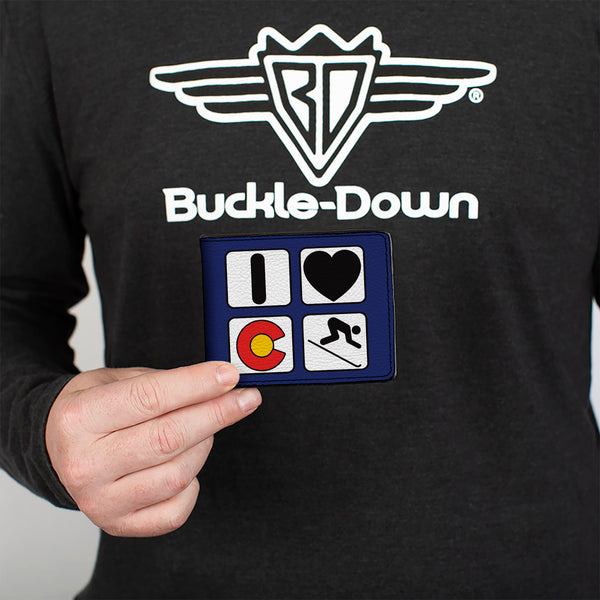 Buckle-Down Bi-Fold Wallet - I HEART COLORADO SKIING Logos Mountain