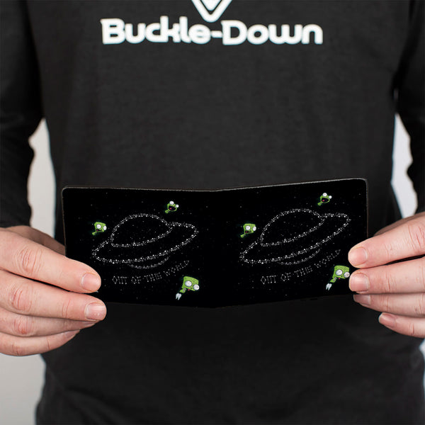Buckle-Down Bi-Fold Wallet - Invader Zim GIR OUT OF THIS WORLD Star Spaceship Poses Black/White