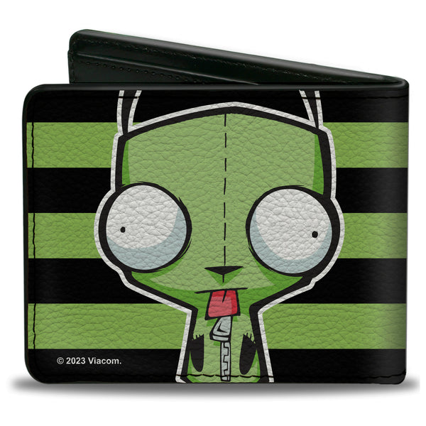 Buckle-Down Bi-Fold Wallet - Invader Zim GIR Pose Stripe Green/Black