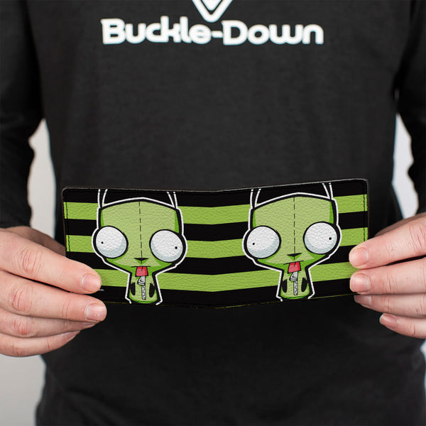 Buckle-Down Bi-Fold Wallet - Invader Zim GIR Pose Stripe Green/Black