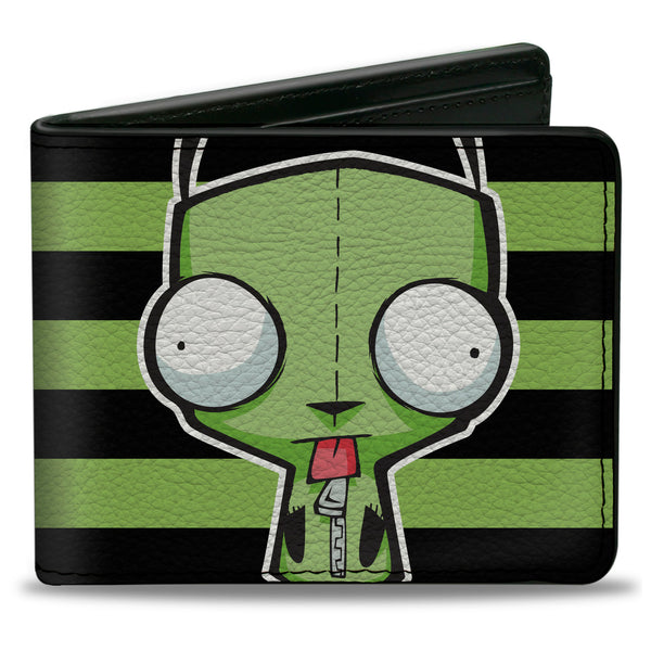 Buckle-Down Bi-Fold Wallet - Invader Zim GIR Pose Stripe Green/Black