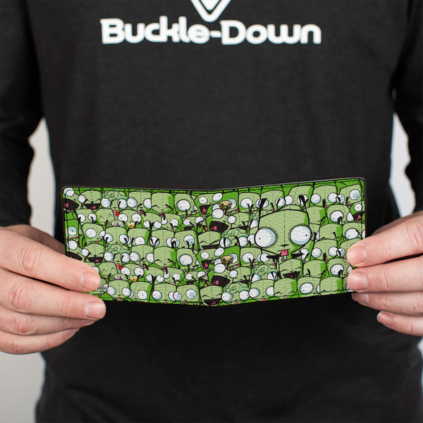 Buckle-Down Bi-Fold Wallet - Invader Zim GIR Poses Stacked Greens