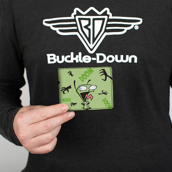 Buckle-Down Bi-Fold Wallet - Invader Zim GIR Screaming DOOM Pose Greens