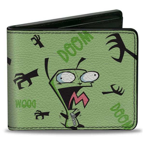 Buckle-Down Bi-Fold Wallet - Invader Zim GIR Screaming DOOM Pose Greens