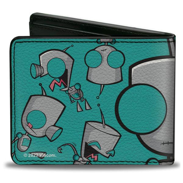 Buckle-Down Bi-Fold Wallet - Invader Zim GIR Split Close-Up And Poses Blue/Green
