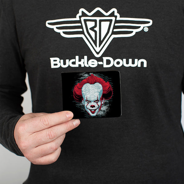 Buckle-Down Bi-Fold Wallet - IT CHAPTER TWO Pennywise Face + Logo Black Red Blues