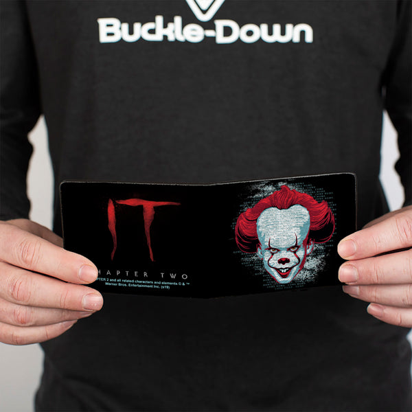 Buckle-Down Bi-Fold Wallet - IT CHAPTER TWO Pennywise Face + Logo Black Red Blues
