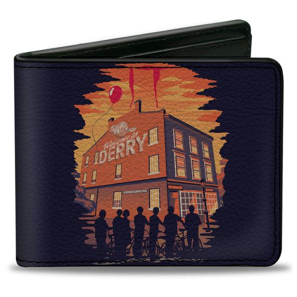 Buckle-Down Bi-Fold Wallet - It Welcome to Derry Vintage Movie Poster Black Reds Yellows