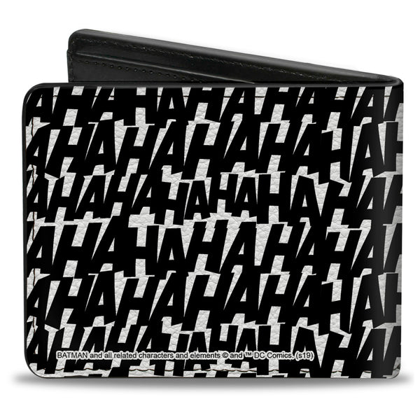 Buckle-Down Bi-Fold Wallet - Joker HA HA HA Text White Black