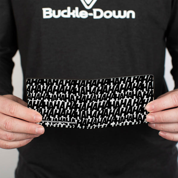 Buckle-Down Bi-Fold Wallet - Joker HA HA HA Text White Black