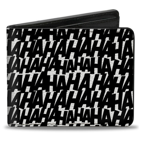 Buckle-Down Bi-Fold Wallet - Joker HA HA HA Text White Black