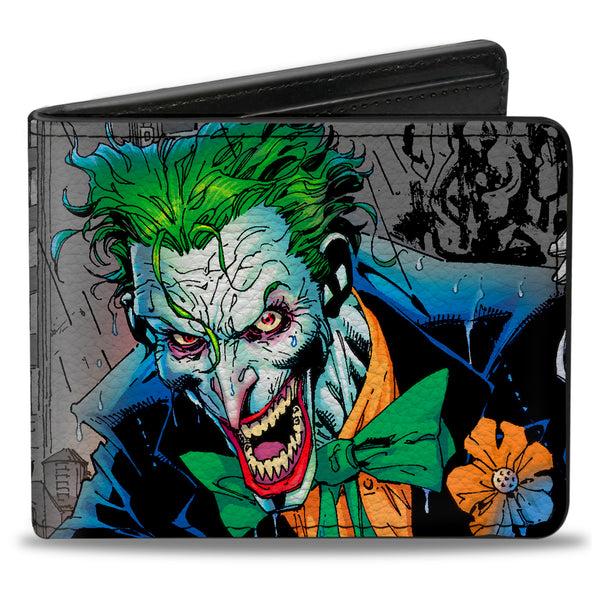 Buckle-Down Bi-Fold Wallet - Joker Smiling Gun BANG Alley Pose CLOSE-UP