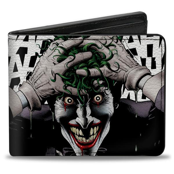 Buckle-Down Bi-Fold Wallet - Joker The Killing Joke Holding Head Pose HAHAHA White Black