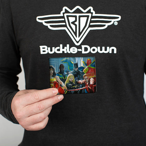 Buckle-Down Bi-Fold Wallet - Justice League Of America Issue #12 12-Superhero Cover Pose Blues