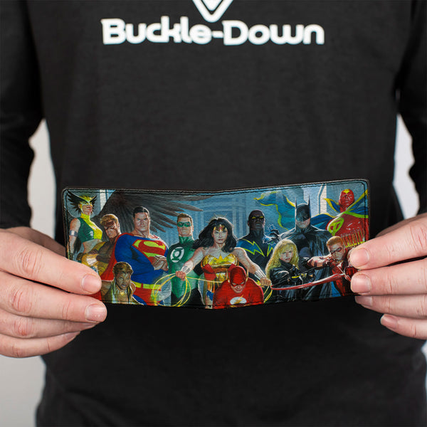 Buckle-Down Bi-Fold Wallet - Justice League Of America Issue #12 12-Superhero Cover Pose Blues