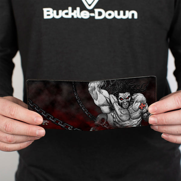 Buckle-Down Bi-Fold Wallet - Lobo Action Pose Justice League Forever Evil Issue 23 2 Cover Pose Grays Reds