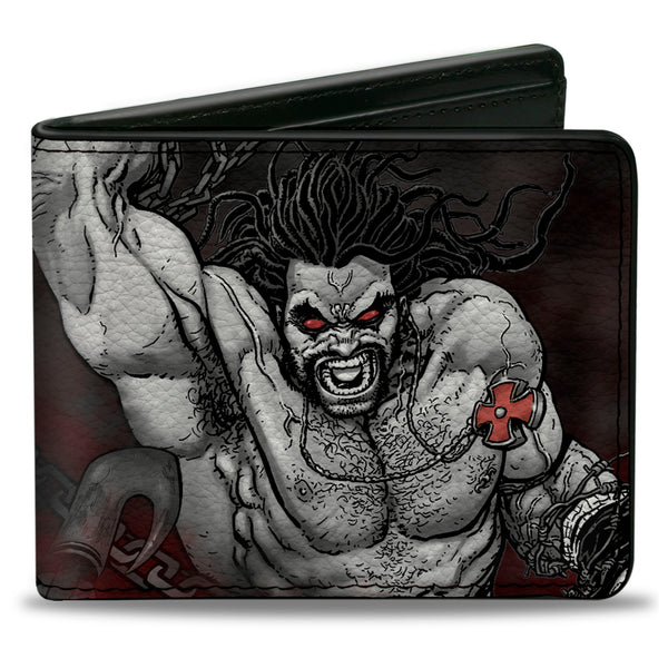 Buckle-Down Bi-Fold Wallet - Lobo Action Pose Justice League Forever Evil Issue 23 2 Cover Pose Grays Reds