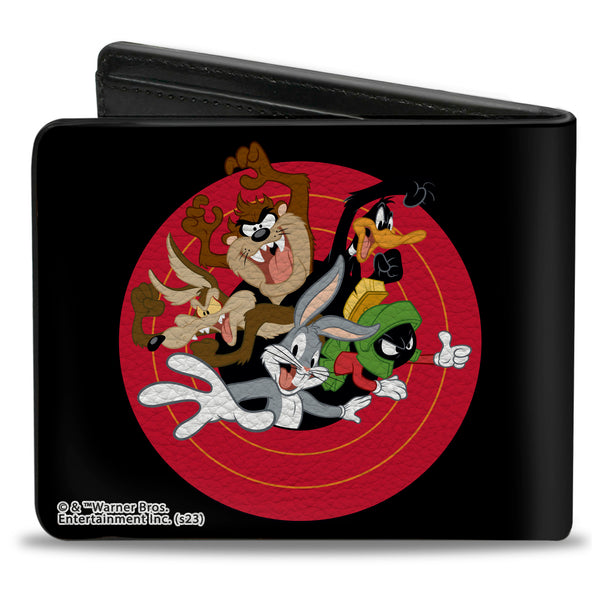 Buckle-Down Bi-Fold Wallet - Looney Tunes 5-Character Bullseye Pose Black