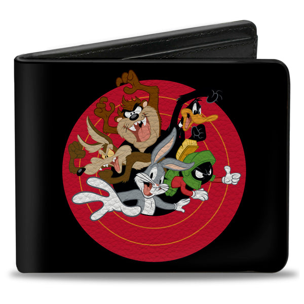 Buckle-Down Bi-Fold Wallet - Looney Tunes 5-Character Bullseye Pose Black