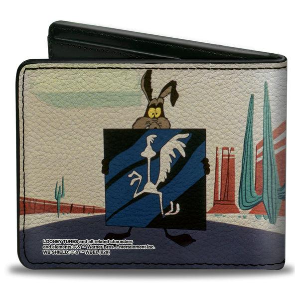 Buckle-Down Bi-Fold Wallet - LOONEY TUNES Wile E. Coyote And Road Runner Scene Blocks
